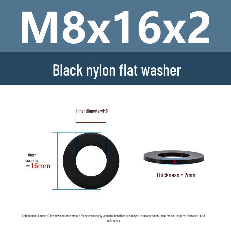 Yigu High-Temperature Insulated Black Nylon Flat Washer (M2, M3, M10, M16, M24)