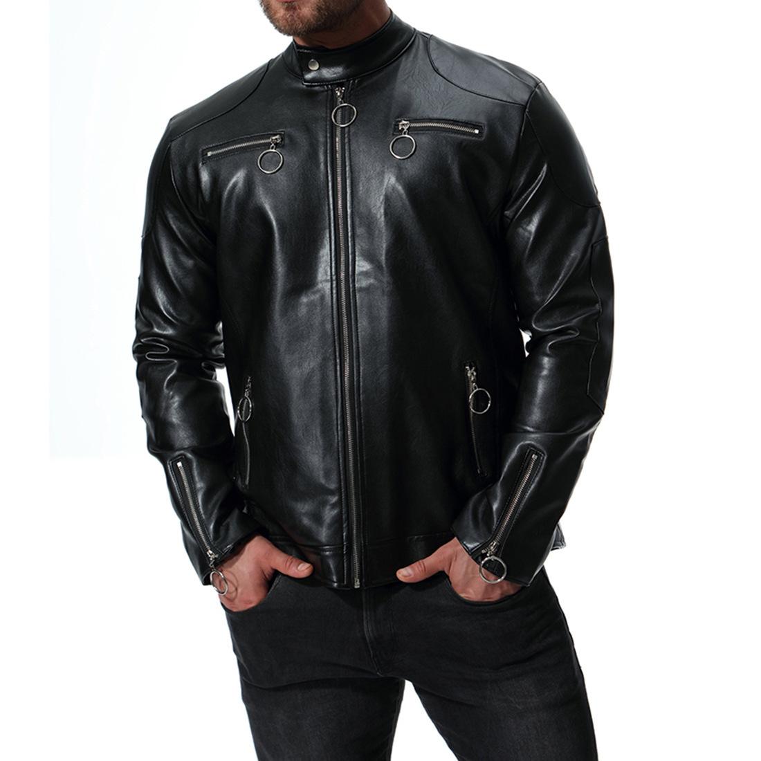 

Новая кожаная одежда. Большая мужская одежда. Европейская и американская кожаная одежда с воротником-стойкой. Мотоциклетная кожаная одежда. Мужская кожаная куртка с воротником-стойкой. XXXXXL