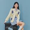 LED'IN Women's Color Block Argyle Knit Cardigan