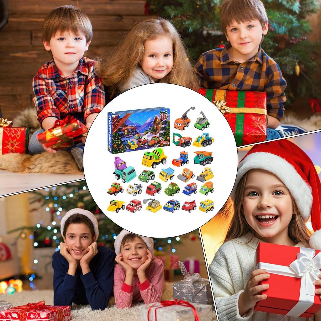 2025 Christmas Advent Calendar | 2025 Advent Calendar with Pull-Back Cars - Vehicle Model Toy Tabletop Ornament for Boys and Girls, Toddlers, Girls, K