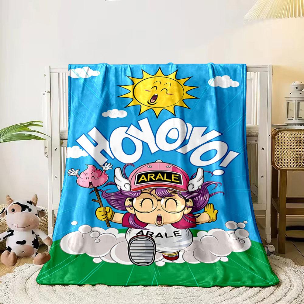 Cheerful character running with clouds, pink mascot, and vibrant visuals. for all seasons blanket lunch break throw gift 80cm x 120cm