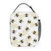 Bees Collect Honey Pattern Insulated Lunch Bag for Women Children Portable Food Boxes Thermal Lunch Box Tote