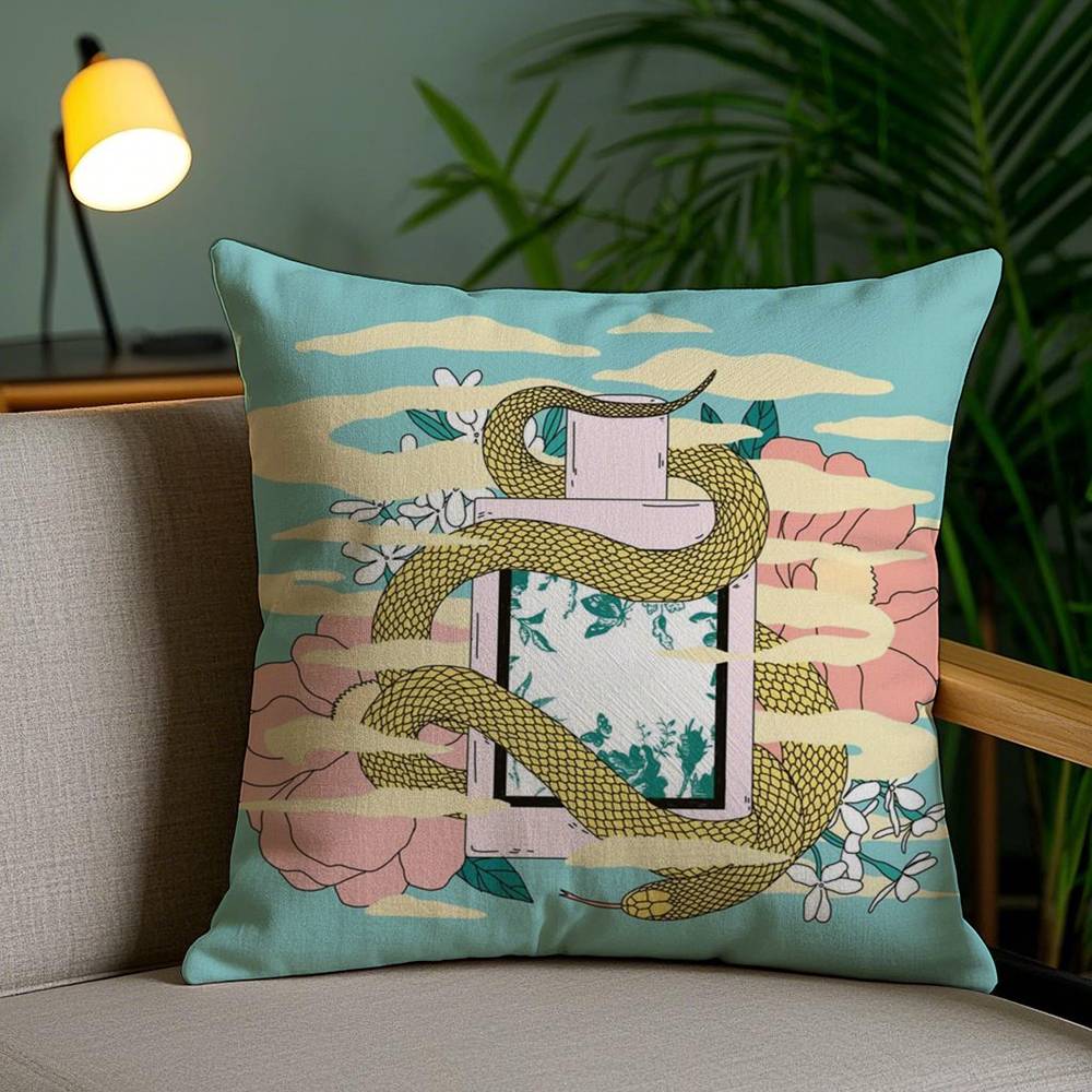 Luxury Perfume Illustration Pillow Case Office Sofa Dorm Chair Back Short Plush Double-sided Printing Home Cushion Cover