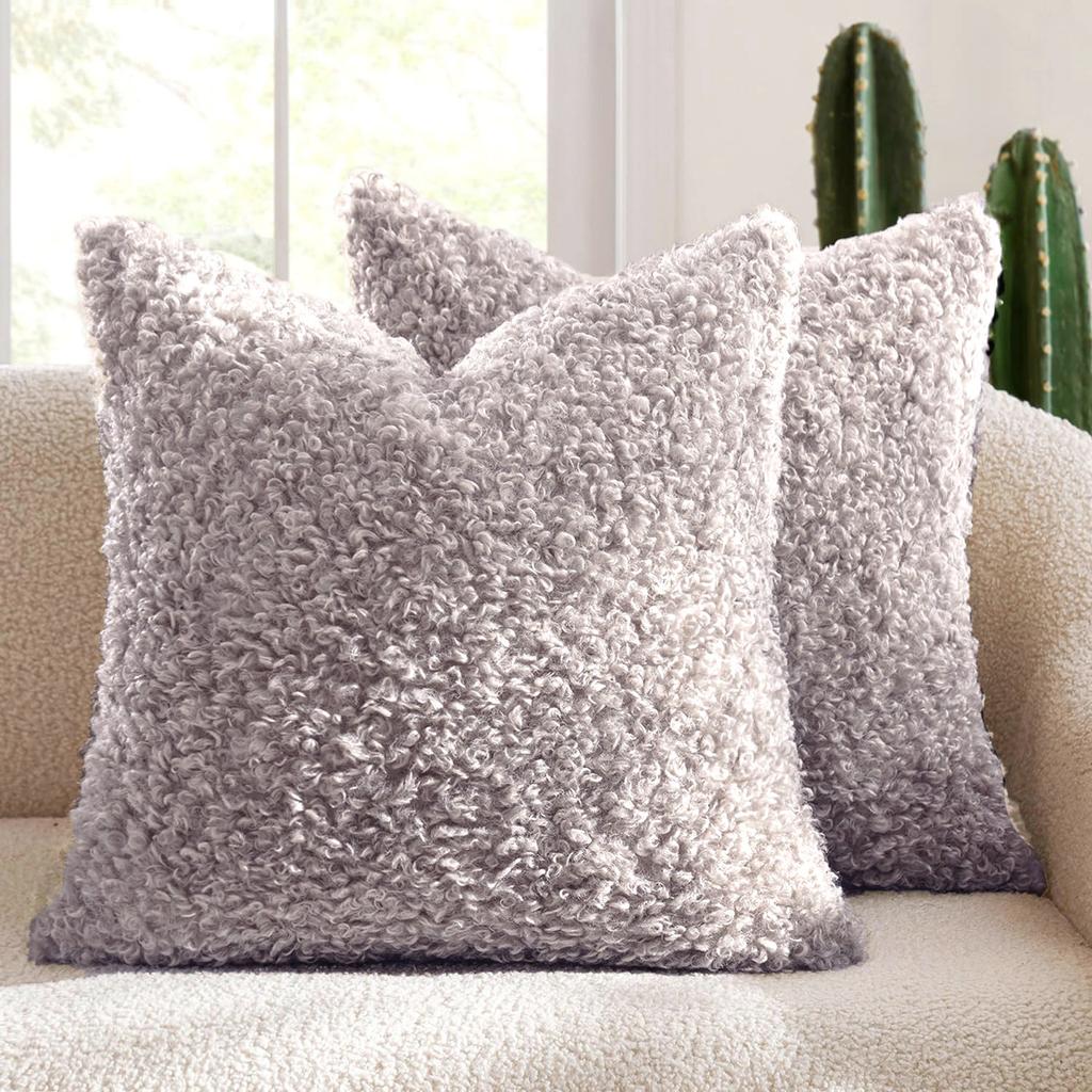 Thick Soft Lamb Wool Pillow Cover Solid Color Modern Simple Nordic Sofa Cushion For Cozy Home Decor