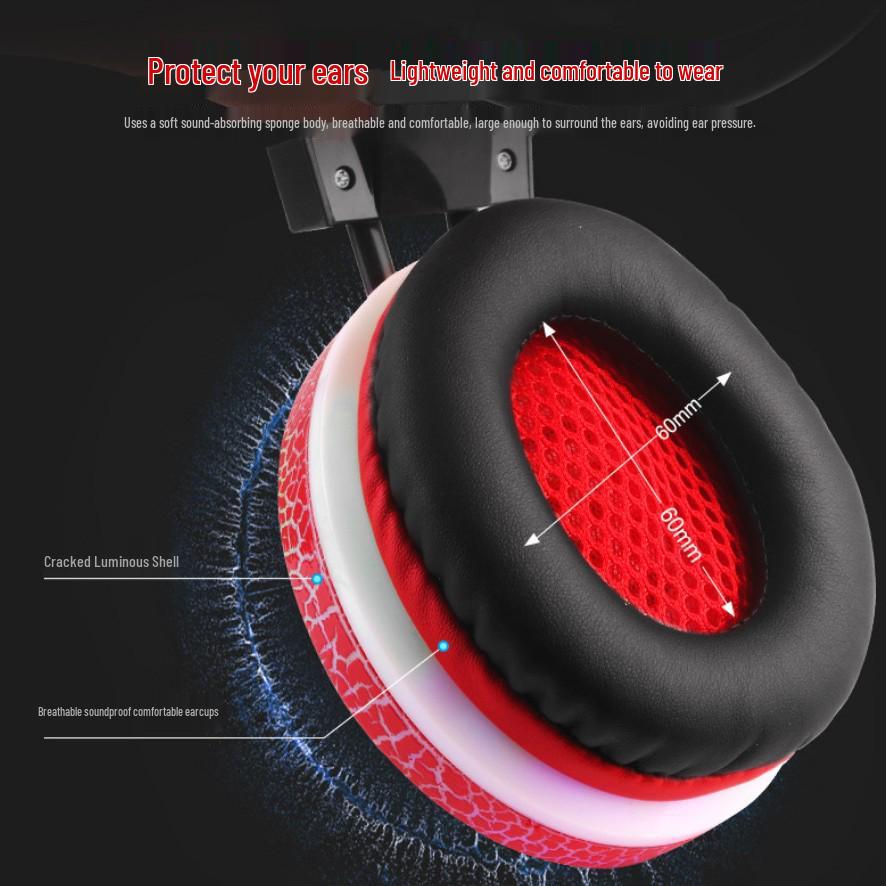 A65 Head-mounted Glowing Gaming Headset with Microphone and Heavy Bass