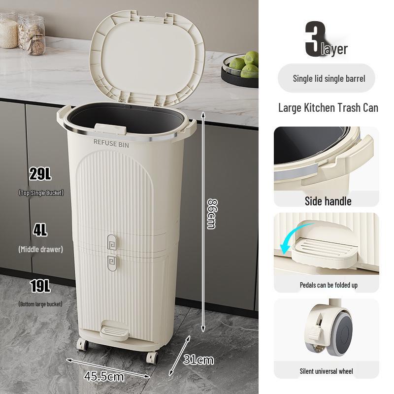 Luxusní vysoký odpadkový koš v japonském stylu s nožním pedálem pro suchý a mokrý odpad