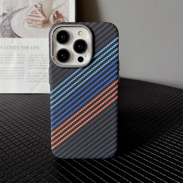 Luxury Magnetic Carbon Fiber Kevlar Pattern for Magsafe Case for iPhone 15 14 Plus 13 12 11 Pro Max Camera Protection PC Cover