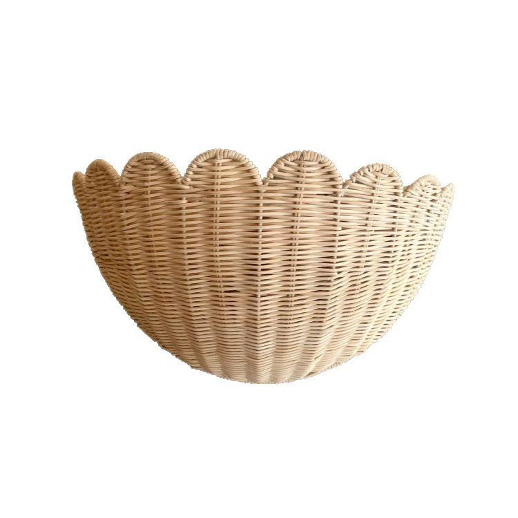 Handwoven Rattan Lace Wall Hanging Basket - Decorative Storage for Home & Homestay