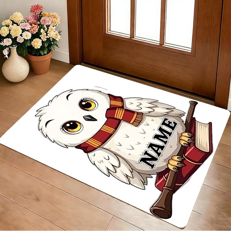Custom Name Owl Art Living Room Non-Slip Area Rug Soft Carpet for Bedroom Kids Playroom Sofa Office Home Decor Doormat