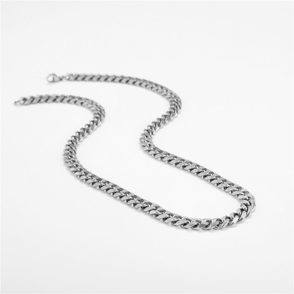 Titanium Steel Cuban Chain Necklace For Men With Geometric Style Streetwear Jewelry