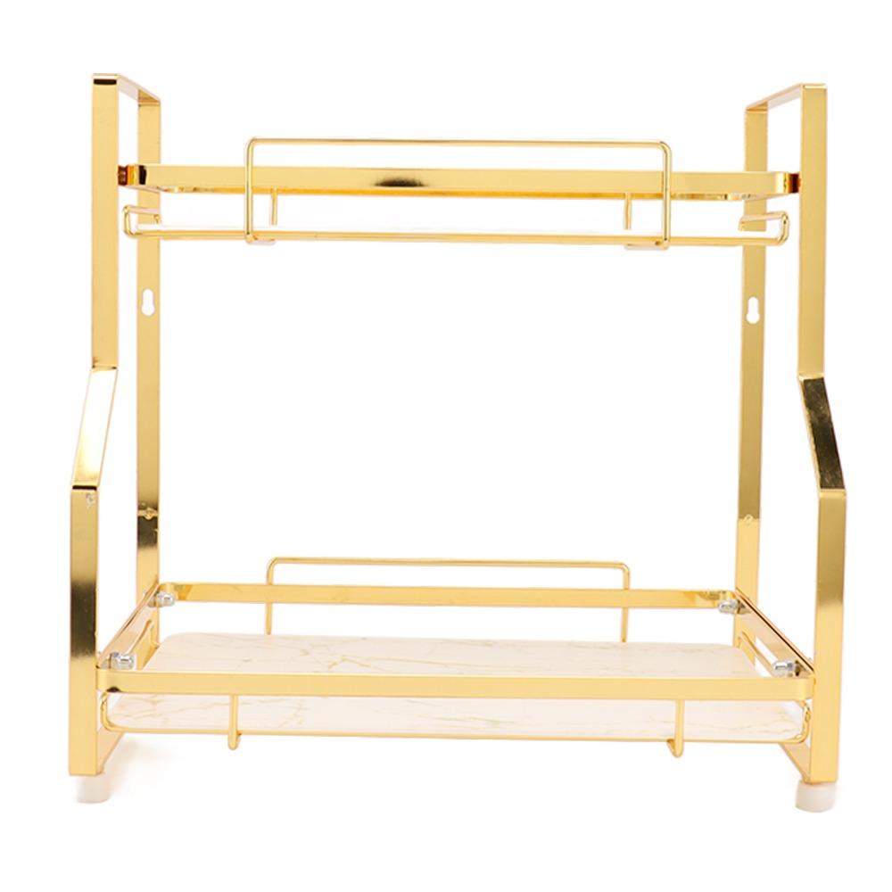 Iron Storage Shelf 2 Tier Ladder Shelf Durable Organizer Shelf Multipurpose Storage