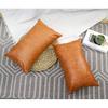 (Pack of 2) Tan Leather Lumbar Cushion Cover: Genuine Cowhide Pillow  Gift For Her Him Birthday Anniversary