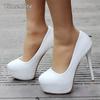 Damen 11/14CM Weiße High Heels für Damen Elegante Hochzeitsschuhe Plateau Stiletto Pumps Übergröße 35-41 Kleid Party Brautschuhe