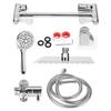 Silver Stainless Steel Shower Stall Faucet  Set Rainfall Rain Mixer Towel Swivel Spout Bath Head Bathroom Sprinkler Mixer Tap Set
