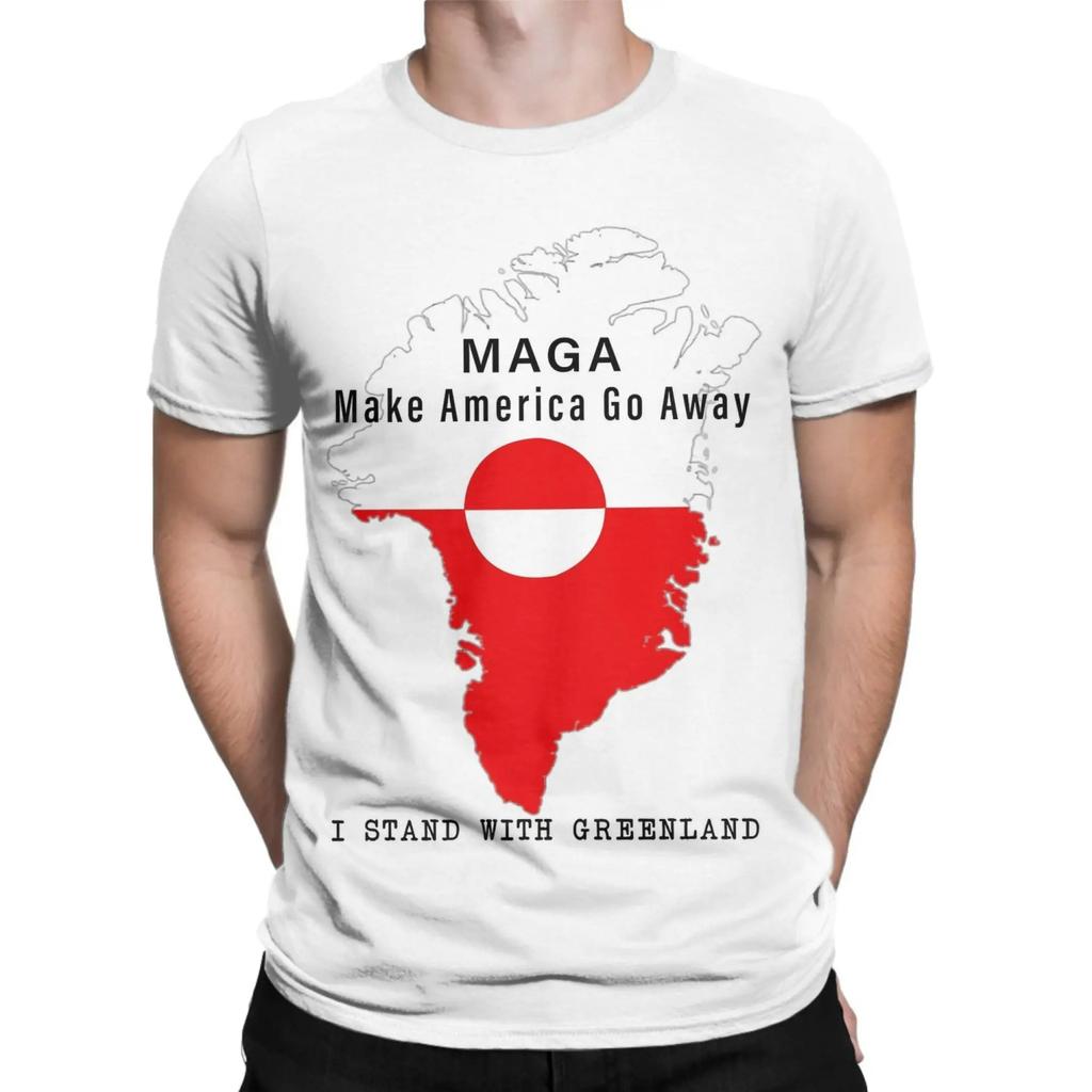 MAGA Make America Go Away Ich unterstütze Grönland T-Shirt für Männer Lustiges 100% Baumwolle T-Shirt Rundhals Kurzarm T-Shirt Kleidung