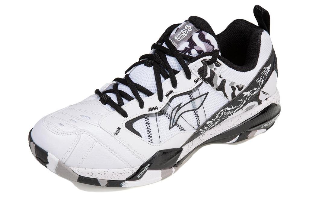 Li Ning Abrasion Resistant Low Top Badminton Shoes Unisex White Black AYZW007-3