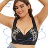 Oversized Bra, European and American Sizes, Cross-border Hot-selling Large Cup Vest-style Front-button Printed Underwear