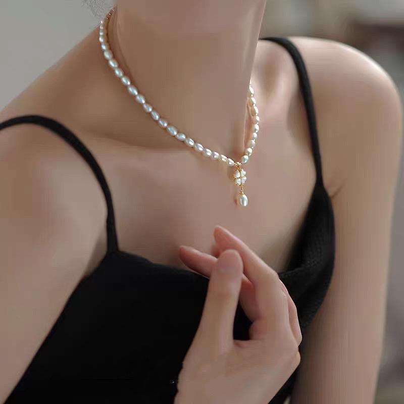 New Style Elegant Lucky Flower High Quality 100% Natural Freshwater Pearl 14K Gold Filled Ladies Pendant Necklace Gifts