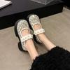 Fashion Mixed Color Chunky Platform Mary Jane Shoes for Women 2024 Autumn New Patent Leather Pumps Woman Thick Bottom Pearl Lolita Shoes