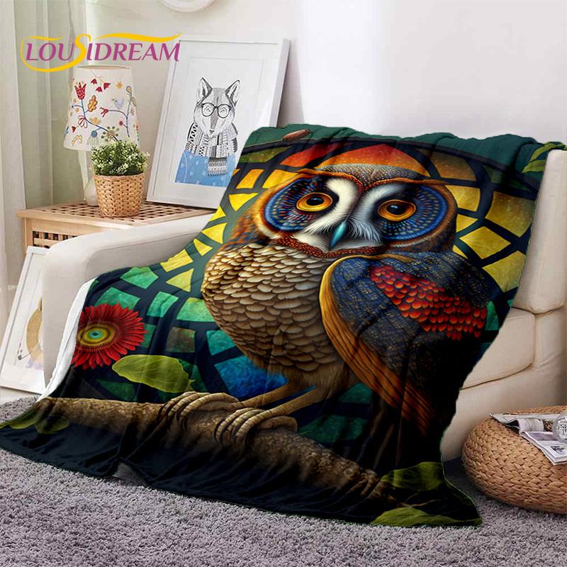 3D Cute Owl Eagle Birds Cartoon HD Soft Flannel Blankets,Throw Blanket Comfortable Blanket for Picnic Beds Home Bedroom Kid Gift