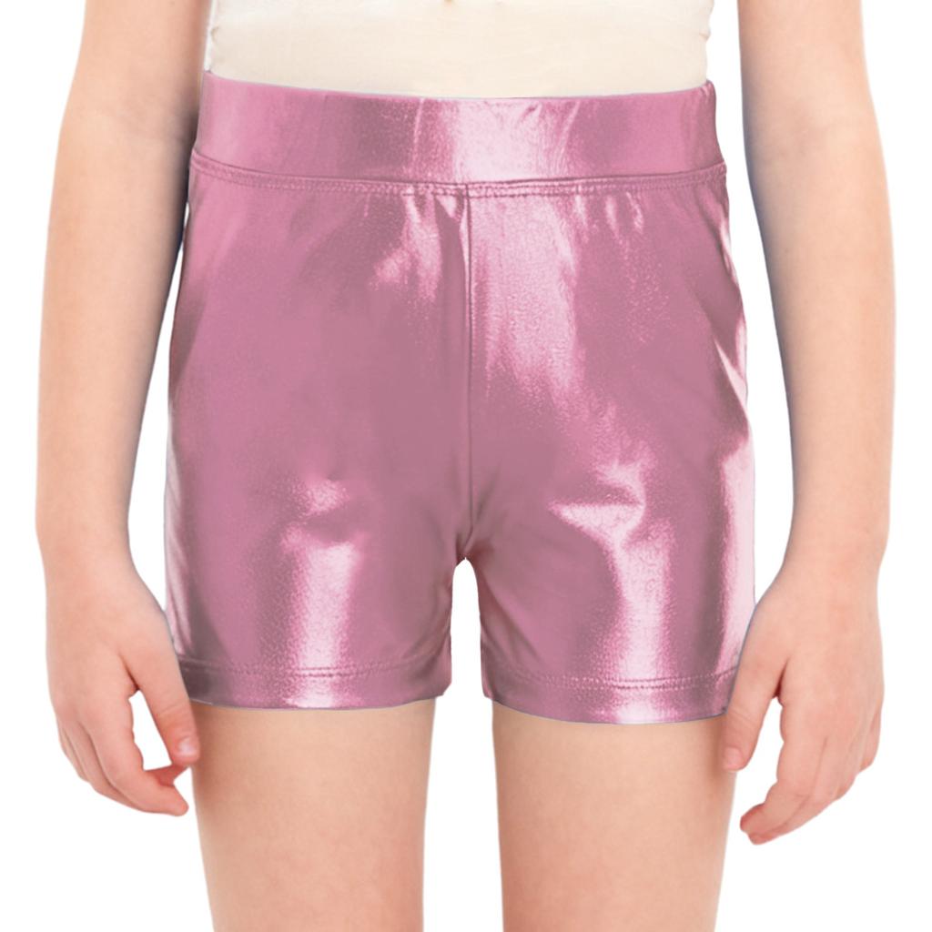 Pantaloncini Corti Metallizzati Lucidi con Elastico in Vita per Ragazze, da Palco, Competizione, Danza