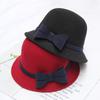 Autumn and Winter New Contrasting Color Bow Woolen Hat Elegant Fashion Dome Hat Women's Versatile Top Hat
