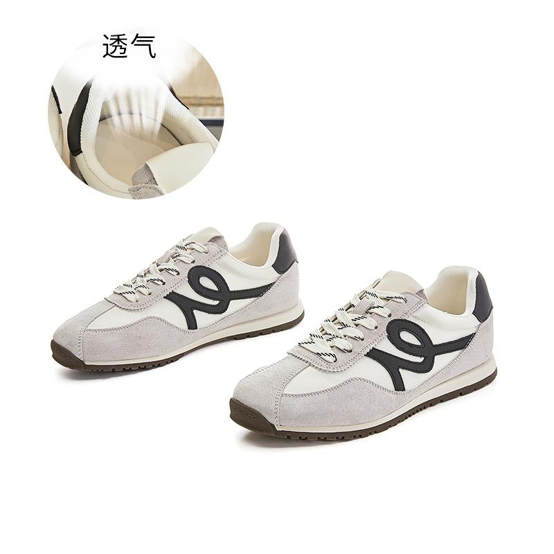 Leather Forrest Gump shoes women's 2025 autumn new flat-soled sports shoes women's casual moral training shoes versatile running white shoes