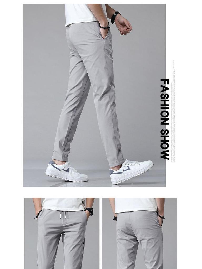 Korean Style Men's Casual Ice Silk Straight Pants – Large Size Fashion Trend