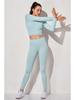 Women's Solid Color Seamless Ribbed Sports Bra and High Elastic Yoga Set