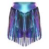 S-XXL Women's Fringed Booty Shorts: High Waist Iridescent Metallic Hot Pants with Tassel for Jazz Rock Dance Performance