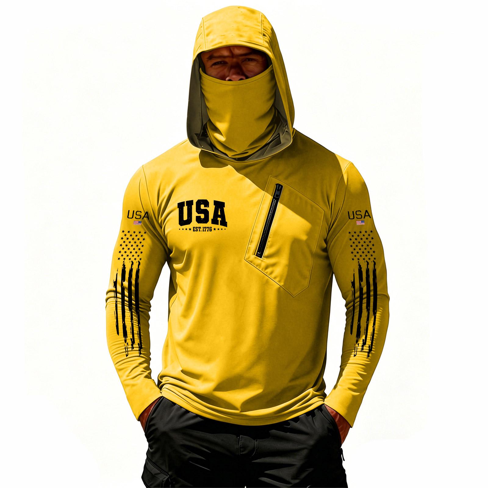 

Men s Casual Hooded Long Sleeve Sunscreen Top XL жовтий