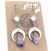 Natural Quartz Amethyst Pendant Earrings