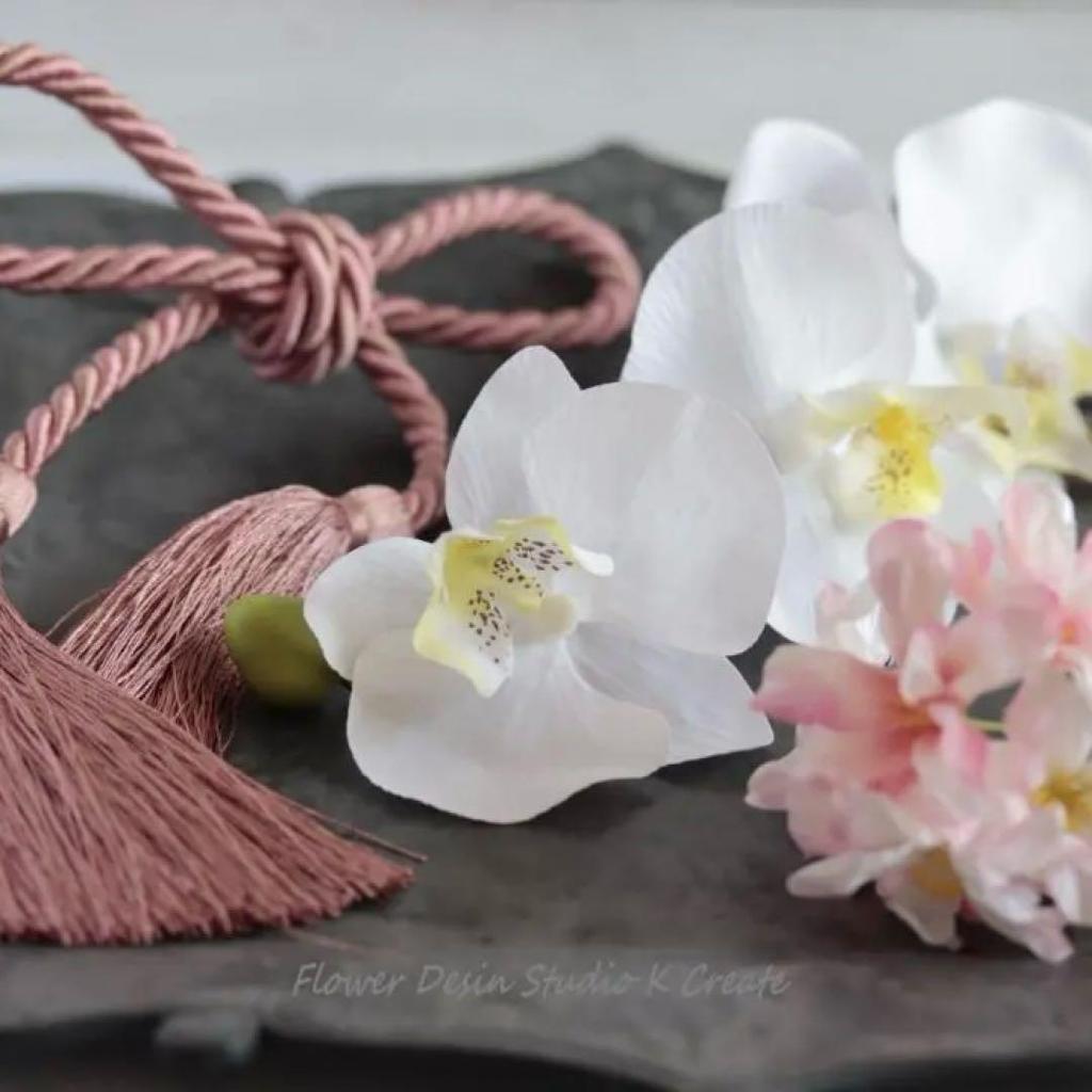 Used Cherry blossom and phalaenopsis headdress (9 items), cherry blossom, white, Japanese-style wedding ceremony, wedding hair ornament,
