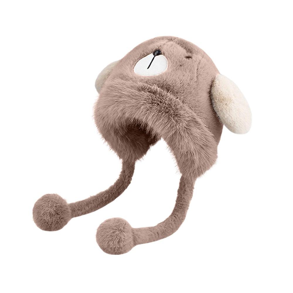 

Cute Bear Beanie Hats Plush Bucket Hat Thicken Cycling Cap Women Girls хакі