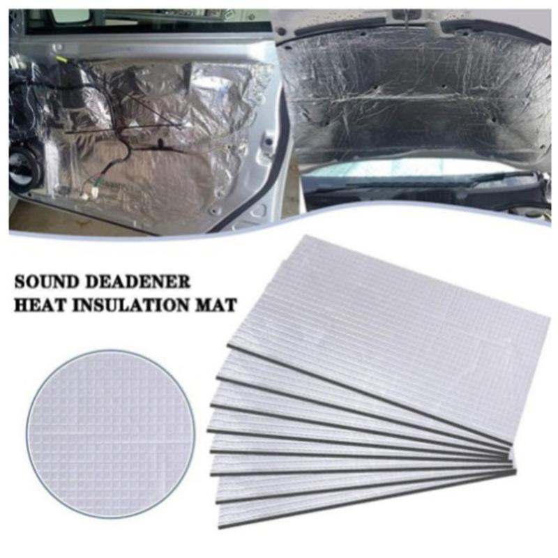 Set Of 10 Automotive Sound Insulation Mats, Aluminum Foil Backed Insulation Pads Dampening Sheets For Car Door Ceilings