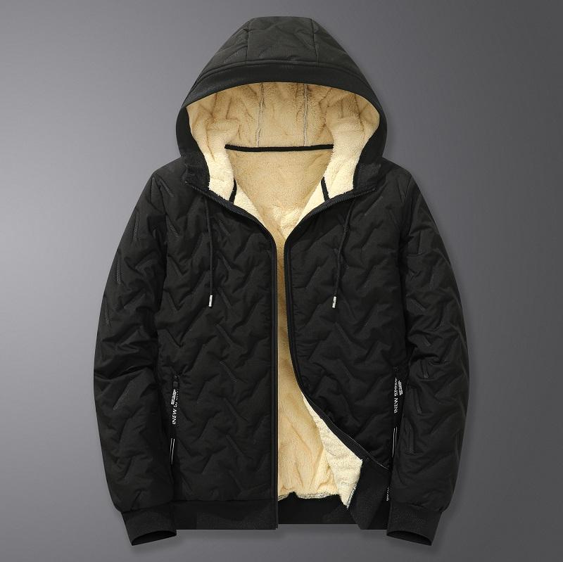 Herren Baumwoll-Steppjacke mit Winterwärme und Windschutz, Baumwolljacke, Lockere Freizeitjacke, Dicke Jacke