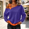 Women's Casual One-Shoulder Top Vintage Color Block Versatile Blouse for Everyday Wear