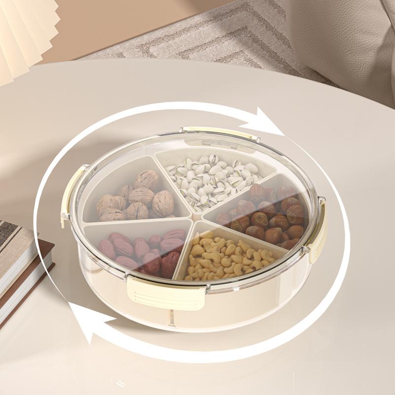 Square/Round Divided Serving Tray Dry Fruit Snack Plate Container Candy Nut Vegetable Sugar Dessert Fruit Crisper
