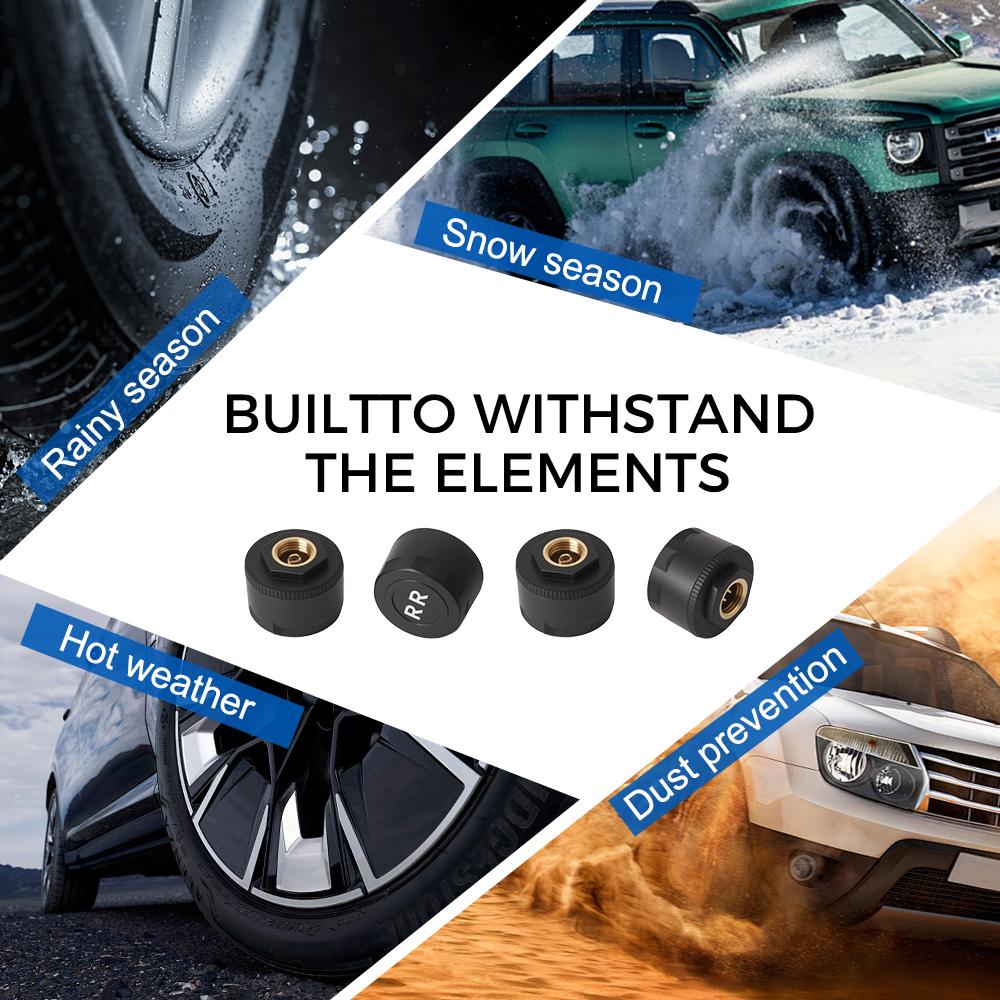 Auto Security Alarm Tyre Pressure Sensor Car TPMS Temperature Warning Solar Power Tire Pressure Monitoring System Save Fuel