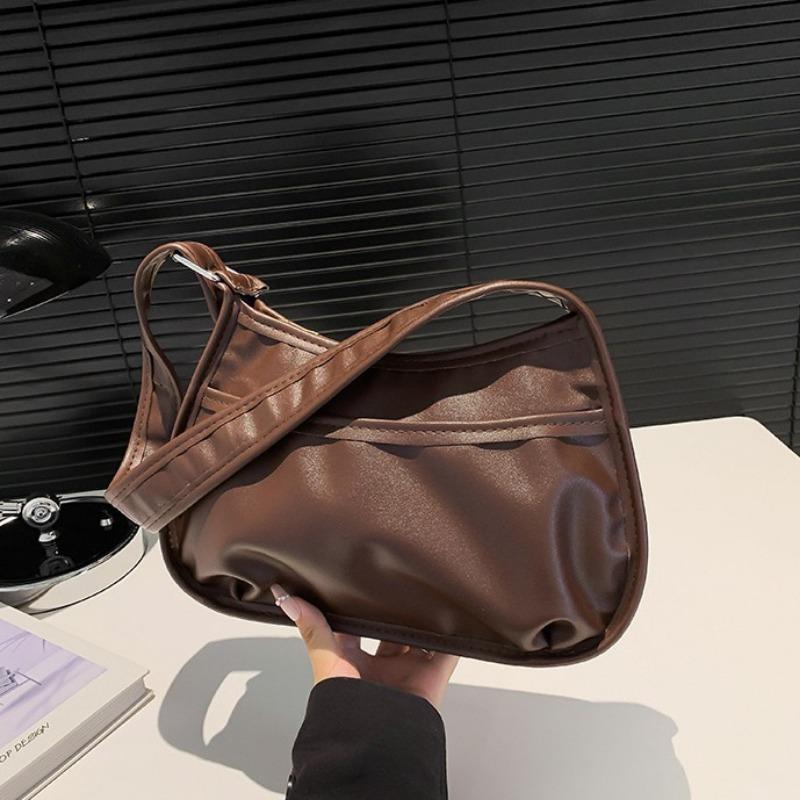 New trendy wide shoulder strap messenger bag crescent bucket saddle bag niche design versatile women's bag