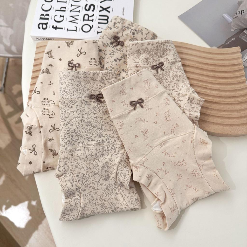 Large Size Lady Spring and Autumn Floral Pure Cotton 10A Antibacterial Extension Crotch Skin Breathable Small Flat Angle Briefs