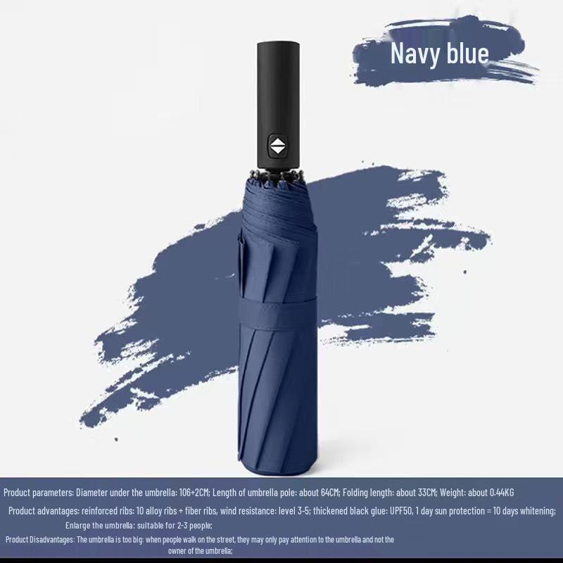 UV Auto Open/Close Large Double Folding Windproof Umbrella for Two, Reinforced for Sun/Rain, Dual Use for Men and Women