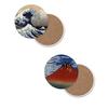 Villageriver Japanese Souvenir That Foreigners Love Coaster Round Mount Fuji Thirty-Six Views Ceramic (Kanagawa Offshore Waves Red Fuji)