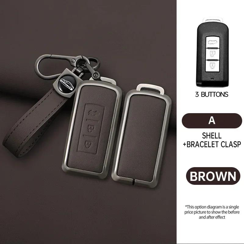 Alloy Style Fashion Car Key Case Cover Shell Fob for Mitsubishi Outlander Lancer Eclipse Mirage ASX LANCER 2/3button Key Chain