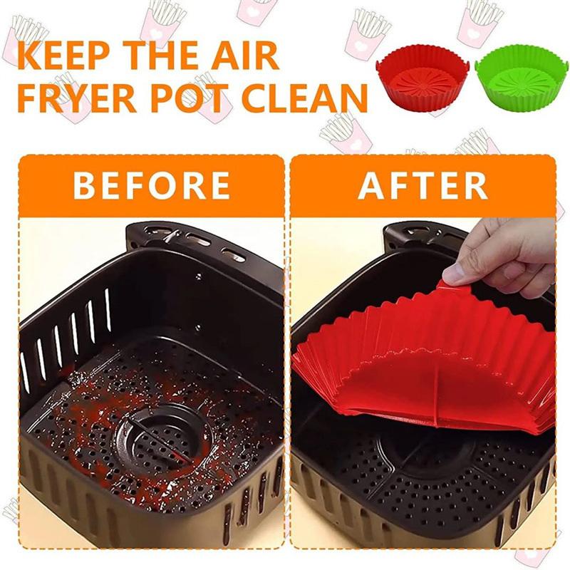 Air Fryer Silicone Basket Reusable Silicone Mold For Air Fryer Pot Oven Baking Tray Fried Chicken Mat Air Fryer Accessories