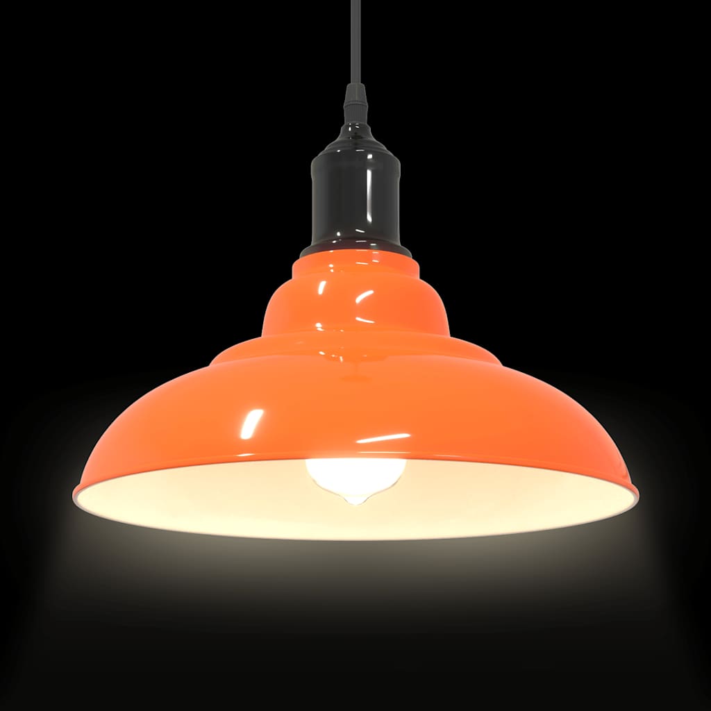 Adjustable Height Pendant Lamp E27 Orange Glossy Ø31 cm Metal
