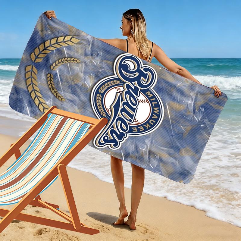 Milwaukee Brewers Print Strandtuch, Großes Weiches Schnelltrocknendes Handtuch für Strand Camping Schwimmen
