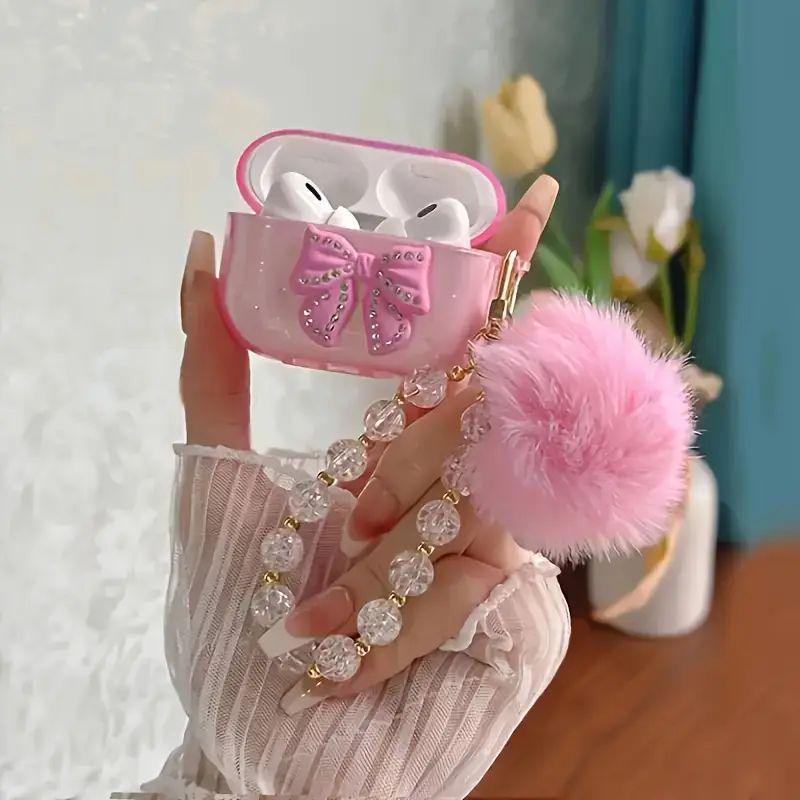 Pink bow for AirPods1 apple bluetooth wireless headset cover 1/1/1 generation pro1 cute pendant