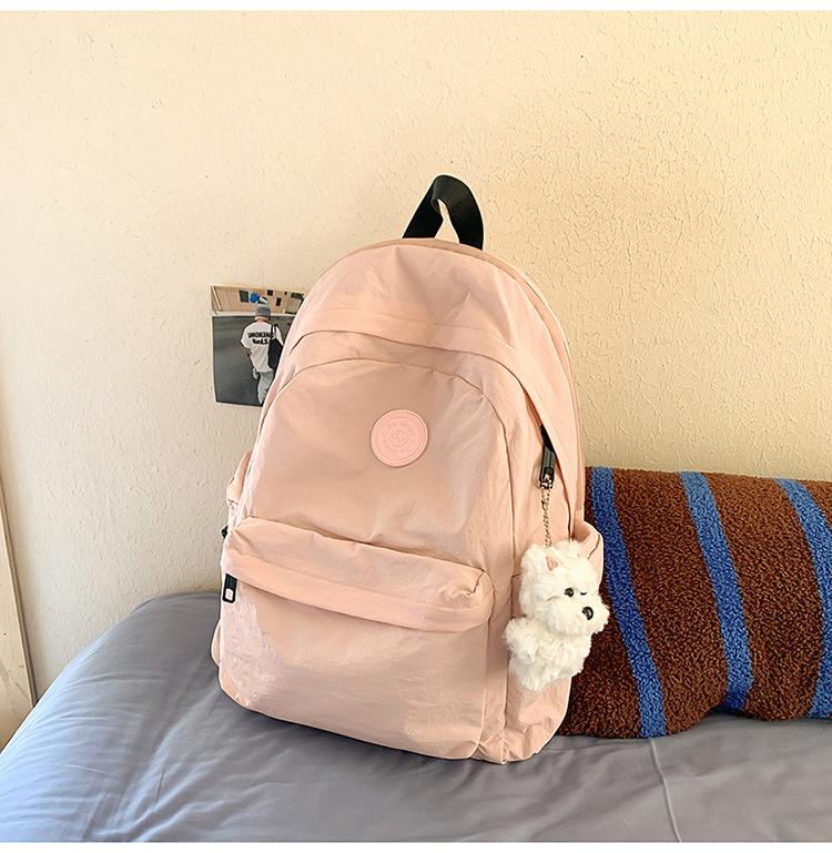 School bag Japanese simple solid color backpack light commuting large capacity student school bag casual versatile outdoor travel backpack