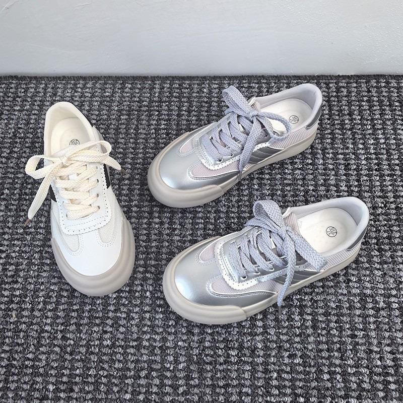 2 Women's Shoes Summer Breathable Low-top Flat-bottomed Ivory White Board Shoes Versatile Color Matching Ivory White